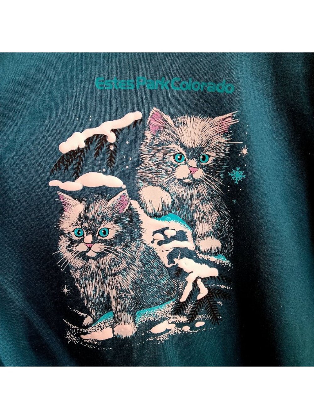 Vintage T-shirt Small Mountain Kittens Estes Park Colorado Jerzees Puff 1990s